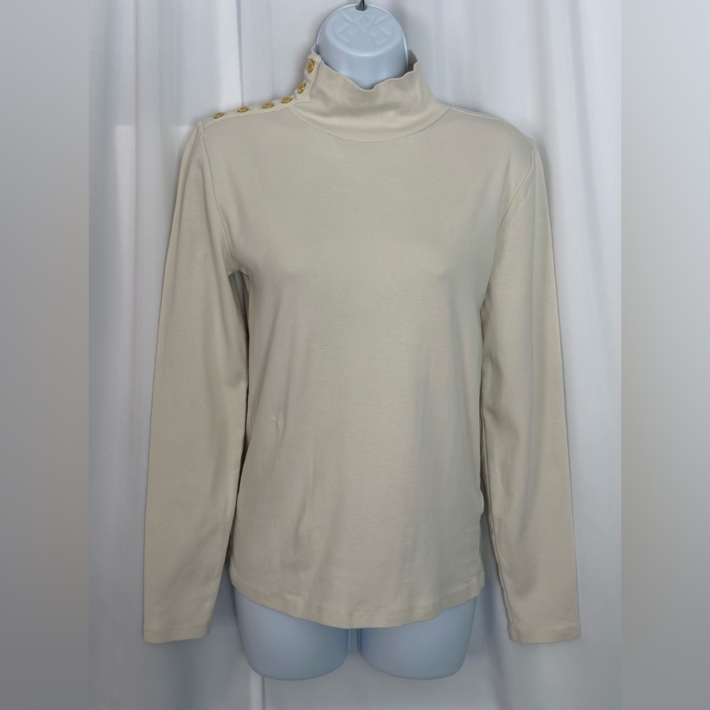 J.Crew Elegant Cream Turtleneck Top (791)